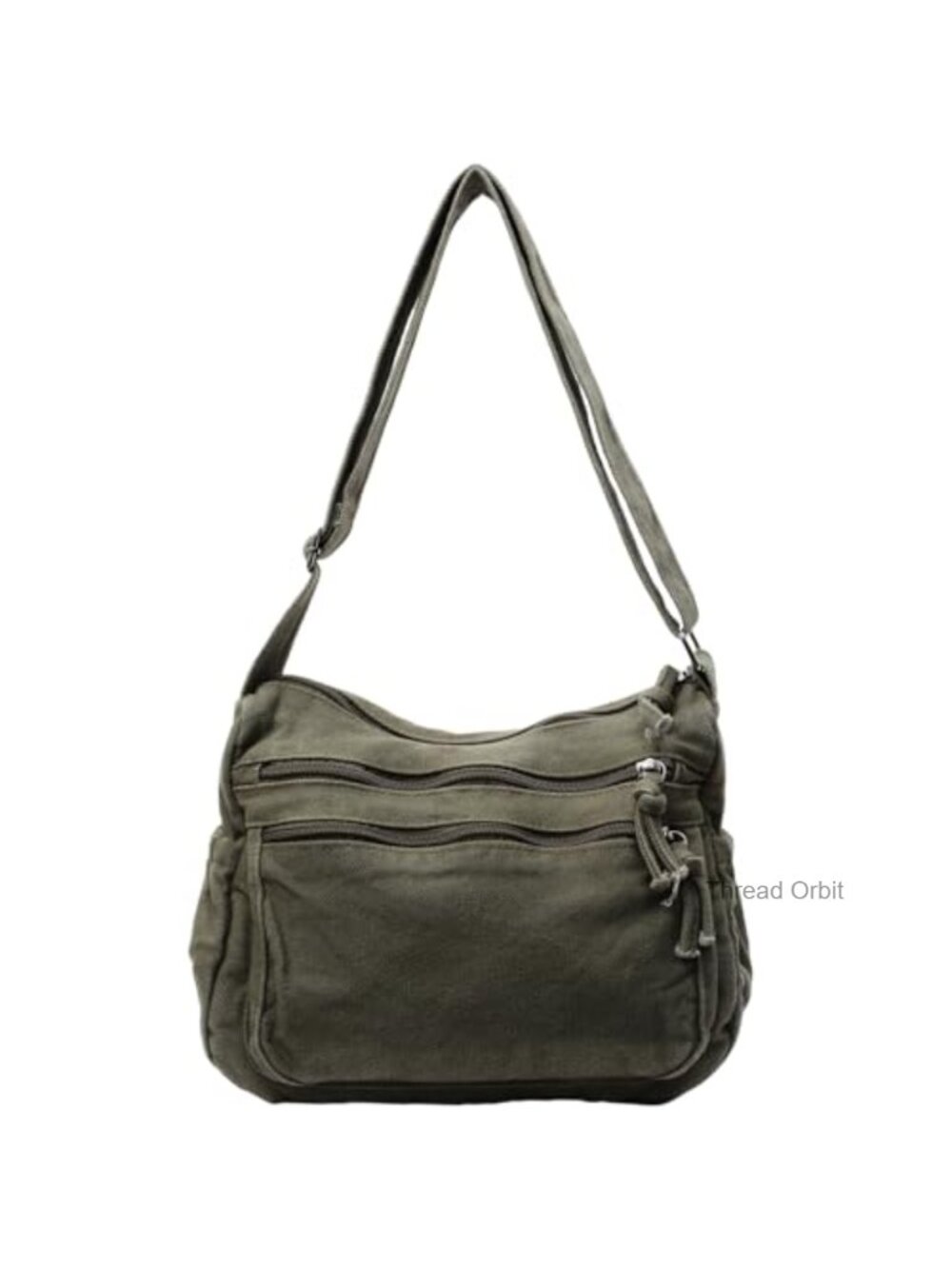 Canvas Crossbody Bag with Zipper Pockets Adjustable Strap Messenger Purse